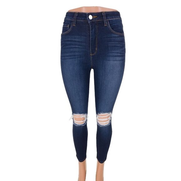 L'agence Margot Ripped Skinny Jeans Size 27 S Baltic Destruct - Picture 2 of 13